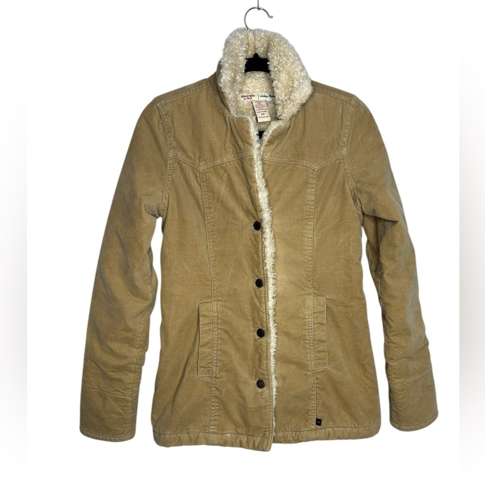 Y2K 90s 2000s Abercrombie & Fitch Jacket XS Penny Lane Faux Fur Lined Corduroy